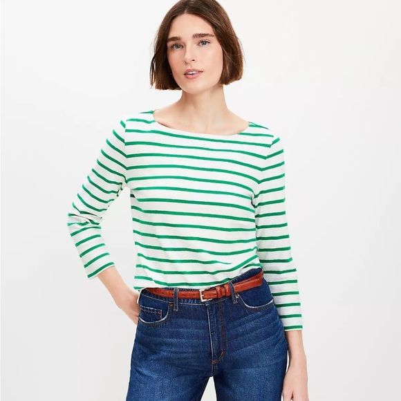 Loft Harbor Green and White Striped Women's Top size XXL - Picture 1 of 7